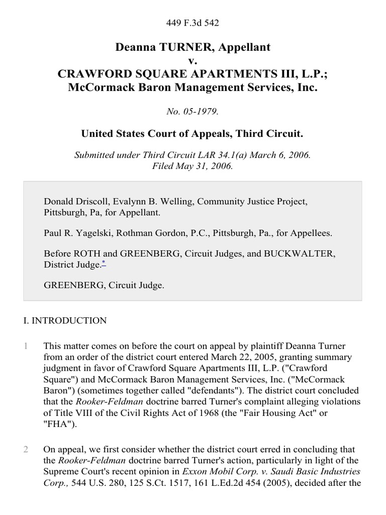 Deanna Turner v. Crawford Square Apartments Iii, L.P. McCormack Baron