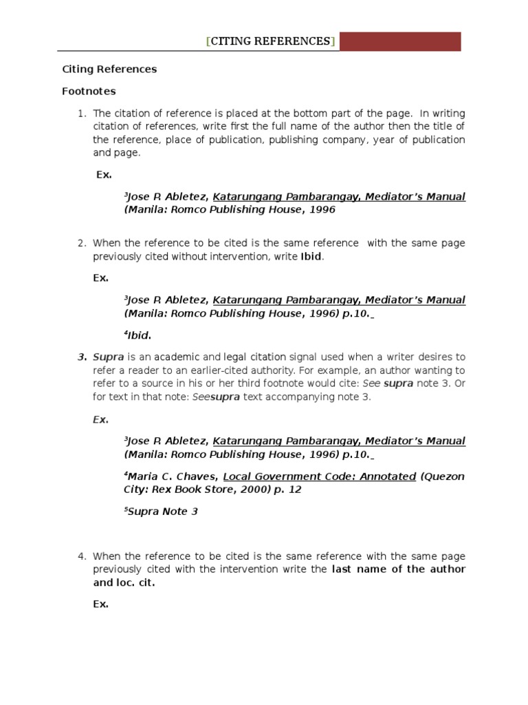 Citing References Footnotes