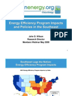 Energy Efficiency Program Impacts and Policies in the SE  