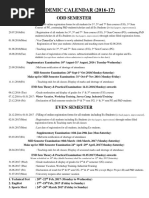 DTU Academic Calendar 2016