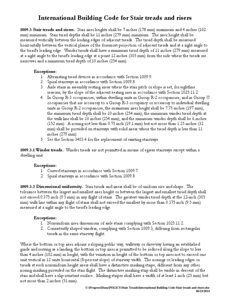 IBC Stair Tread and Riser Codes | PDF | Stairs | Teaching Mathematics
