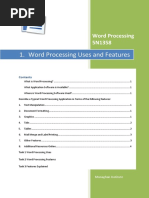 Lo1 Word Processing Uses and Features