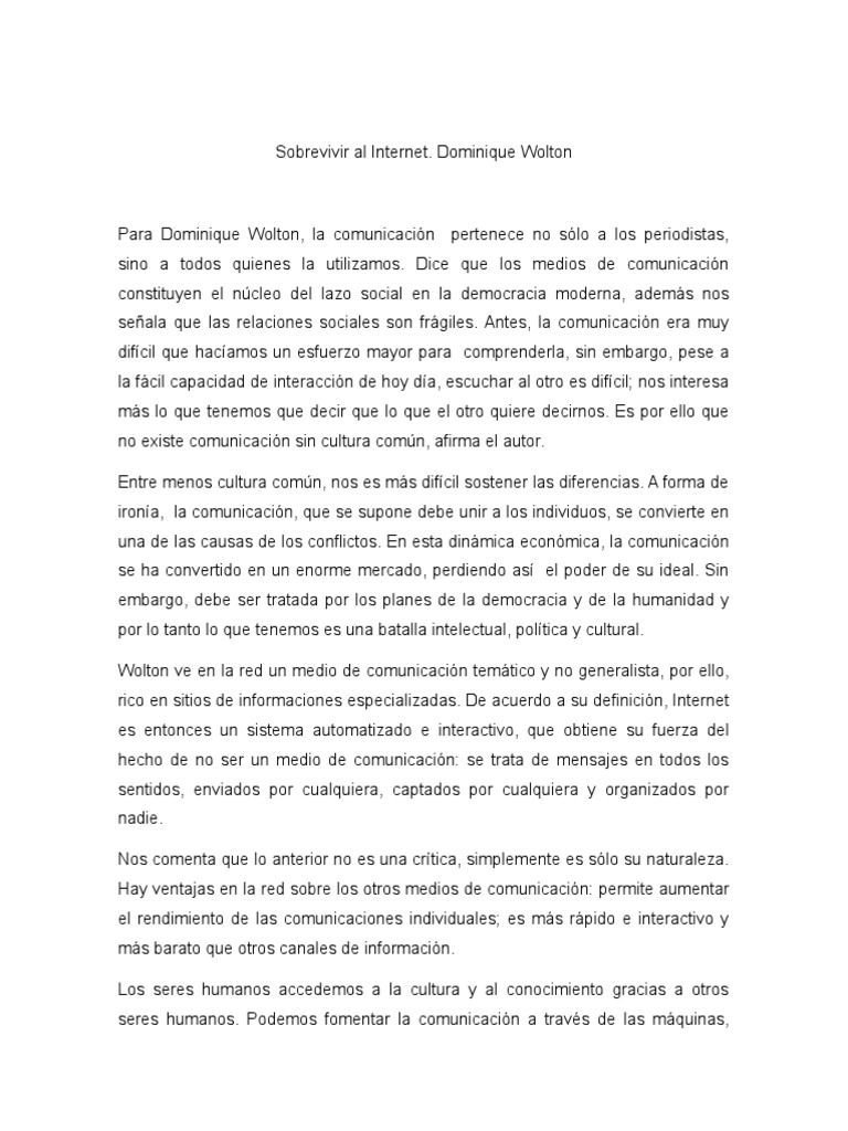 Dominique Wolton PDF Medios de comunicación)
