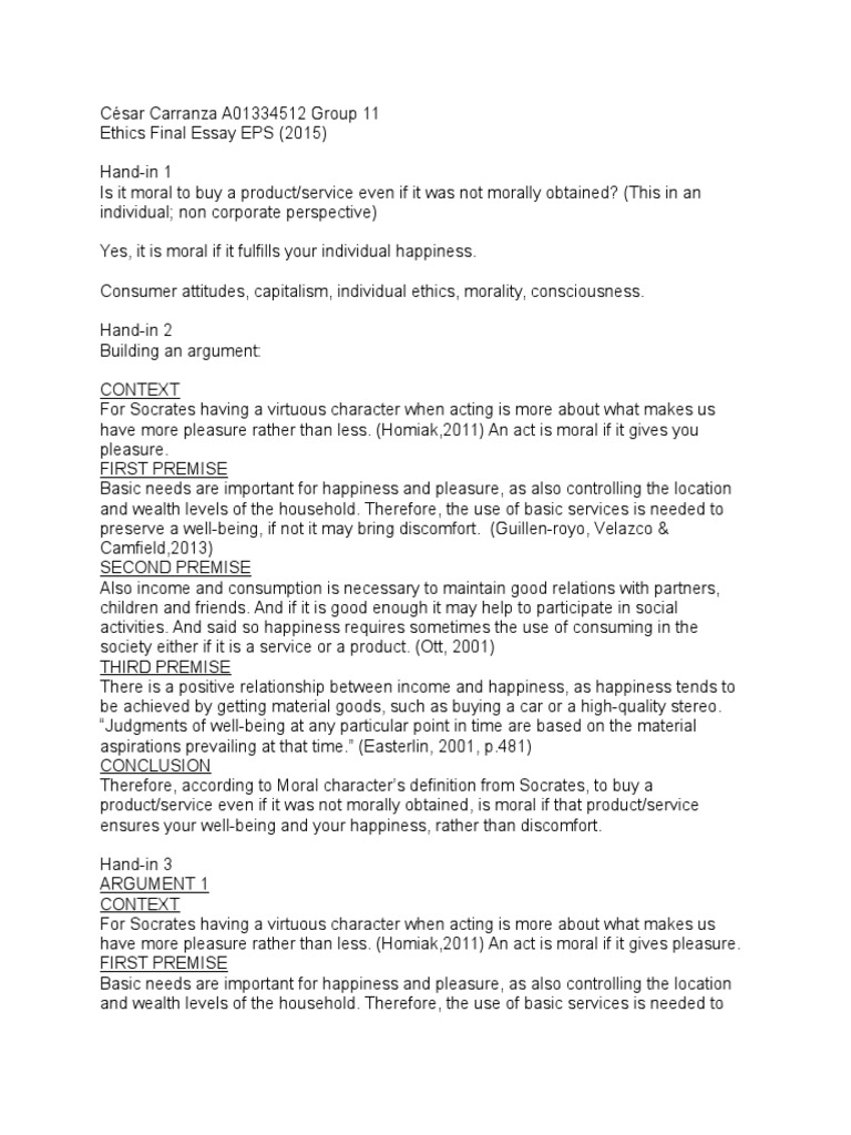 Ethical essay examples image