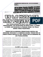 Declaracion Ante La Marcha Del 20 de Diciembre: Es La Hora de Los Piqueteros