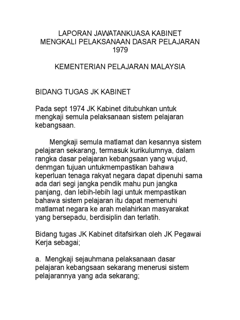 Laporan Jawatankuasa Kabinet