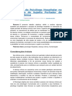 A Atuação Do Psicólogo Hospitalar No Tratamento Do Sujeito Portador de Doença Crônica