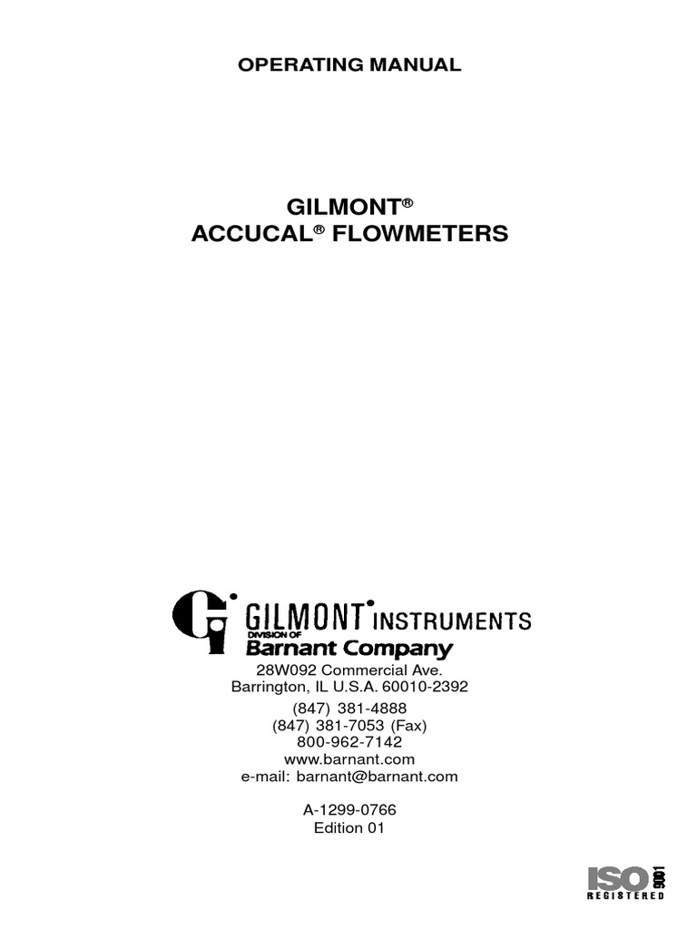 Gilmont Rotameter | PDF | Flow Measurement | Valve