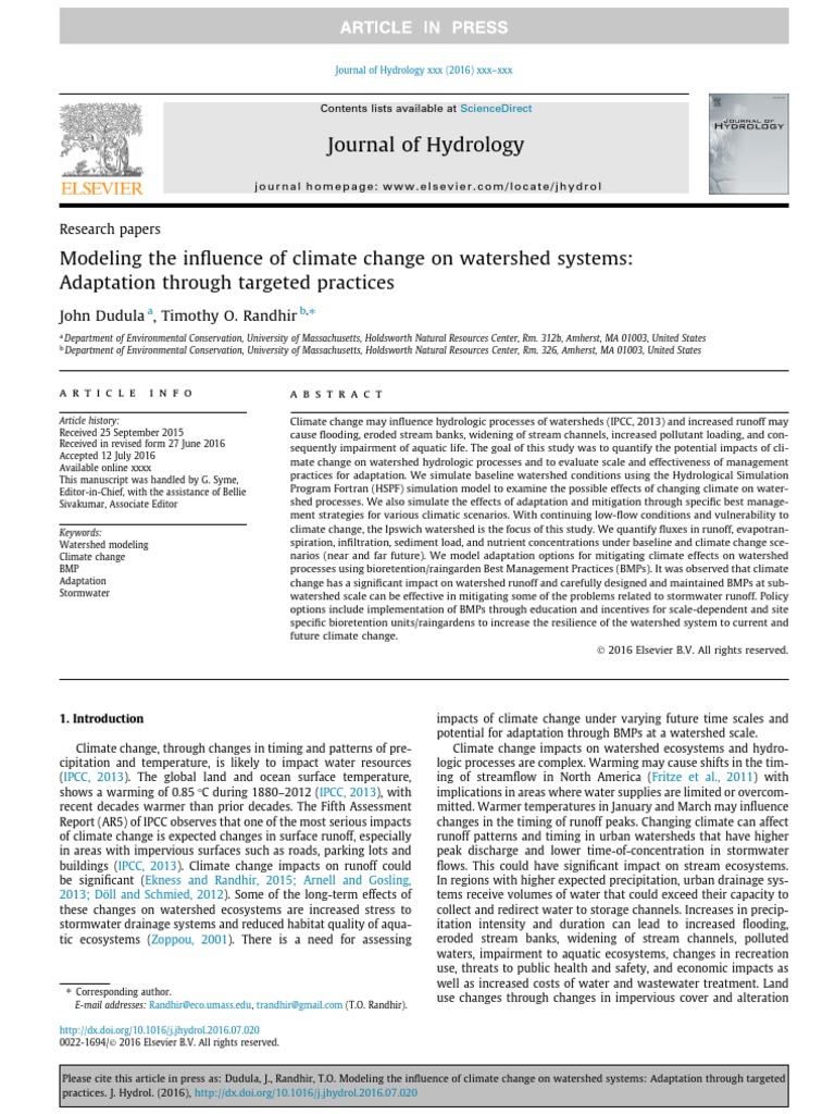Climate Change Impact on Watersheds | PDF | Stormwater | Surface Runoff