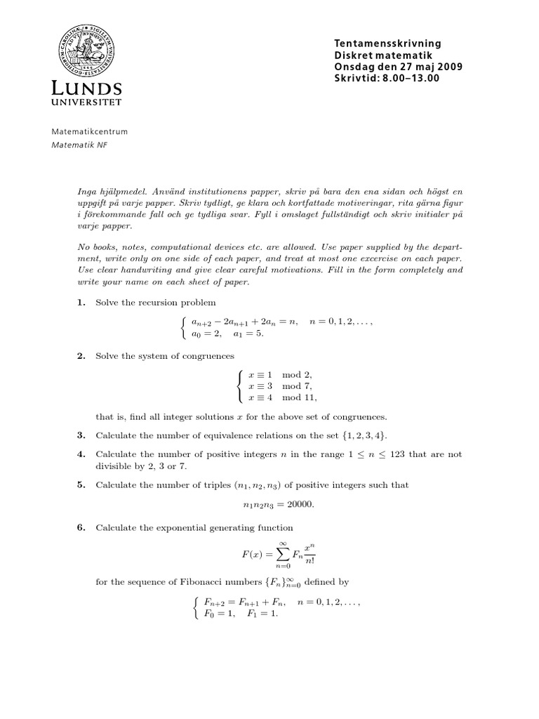 Exam - 2009 05 27 | PDF