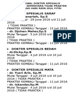 Info Jadwal Dokter Spesialis Yang Untuk Sementara Tidak Praktek Menjelang Hari Raya Idul Fitri