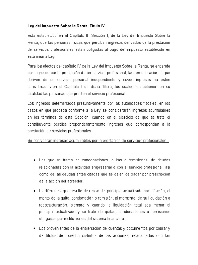 Ley ISR 2024: Ingresos y Deducciones | PDF | Impuesto sobre la renta ...