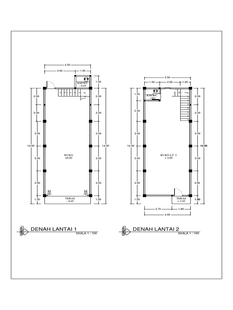 Denah dan Gambar Ruko 2 Lantai | PDF