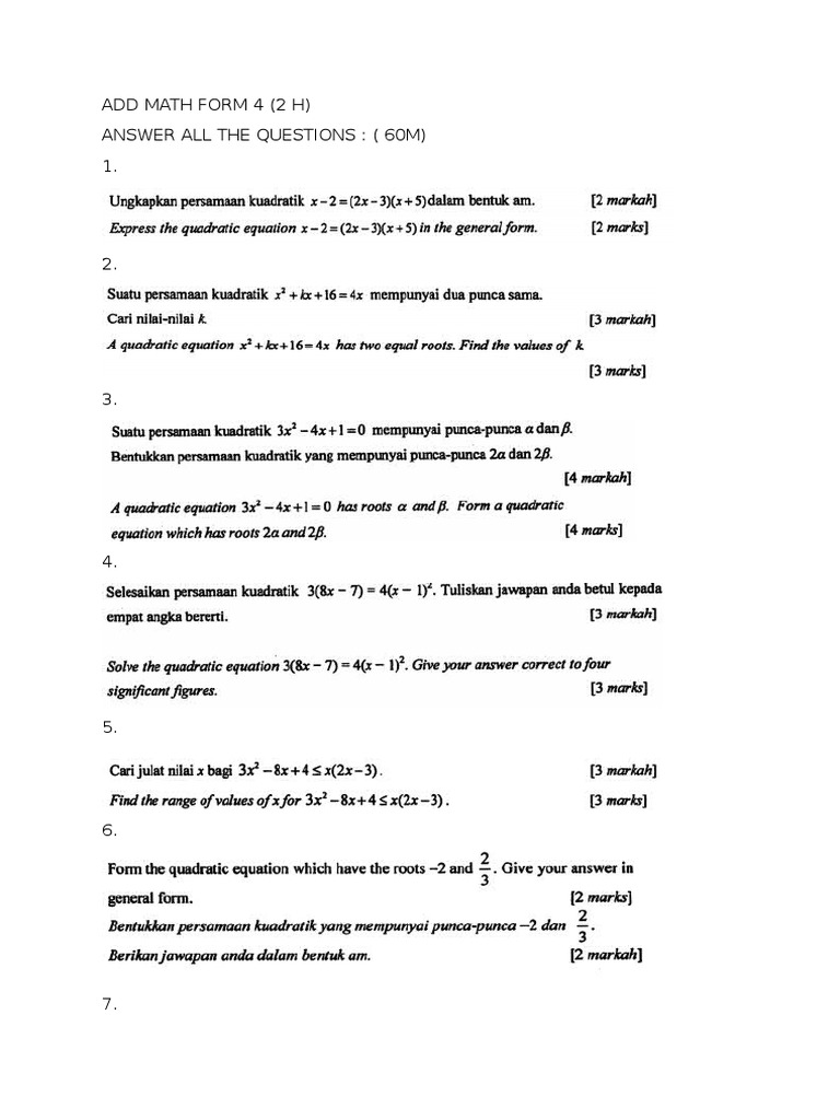 Add Math Form 4 | PDF