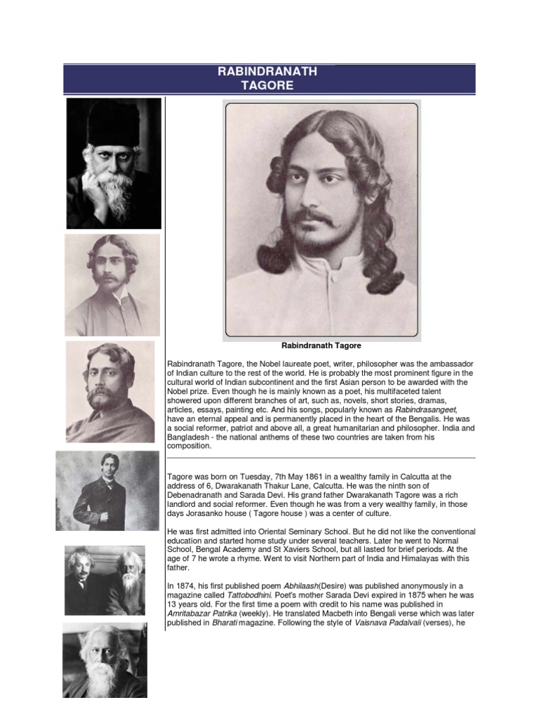 RABINDRANATH TAGORE BIOGRAPHY WRITING HINTS visual data 3