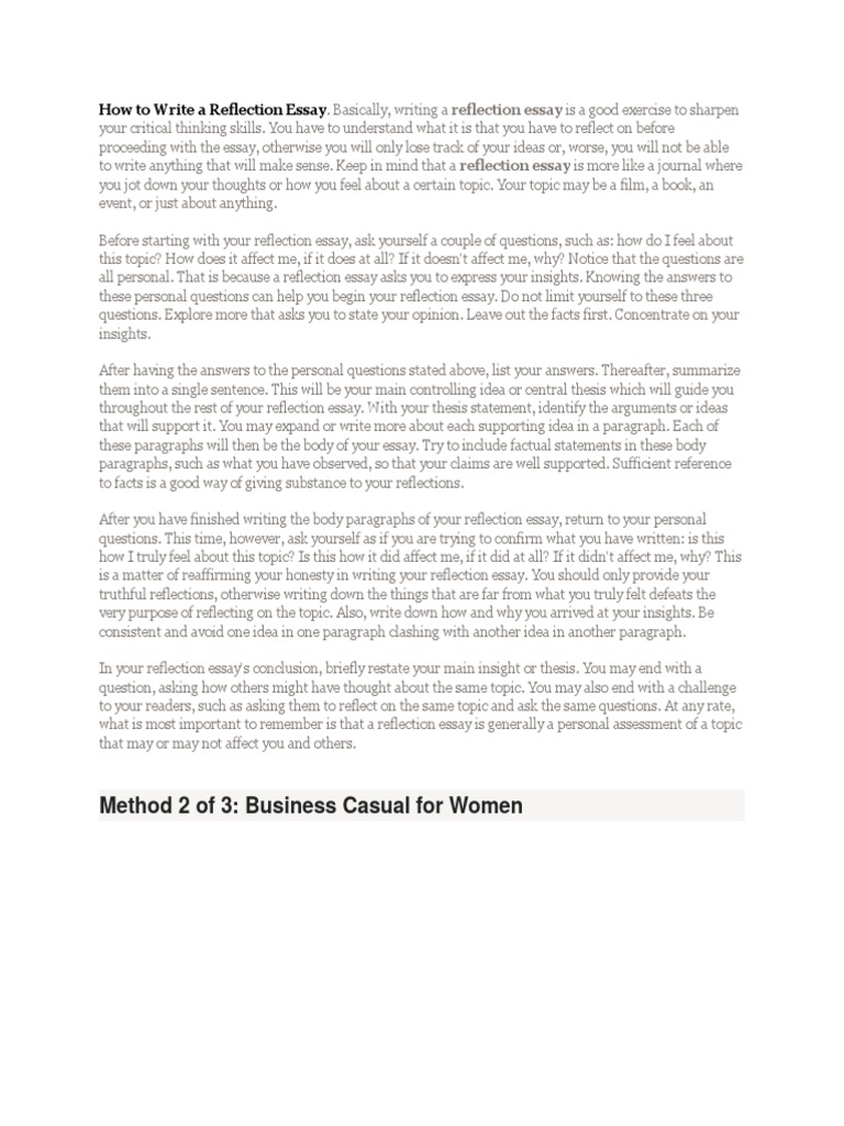 How To Write A Reflection Essay PDF Clothing Essays