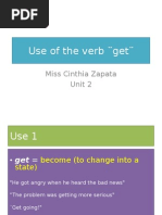 Use of The Verb Get : Miss Cinthia Zapata Unit 2