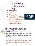 Factors Affecting Second Language Learning