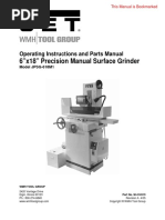 JET Surface Grinder Operating Manual Parts List M-414519 JPSG-618M1