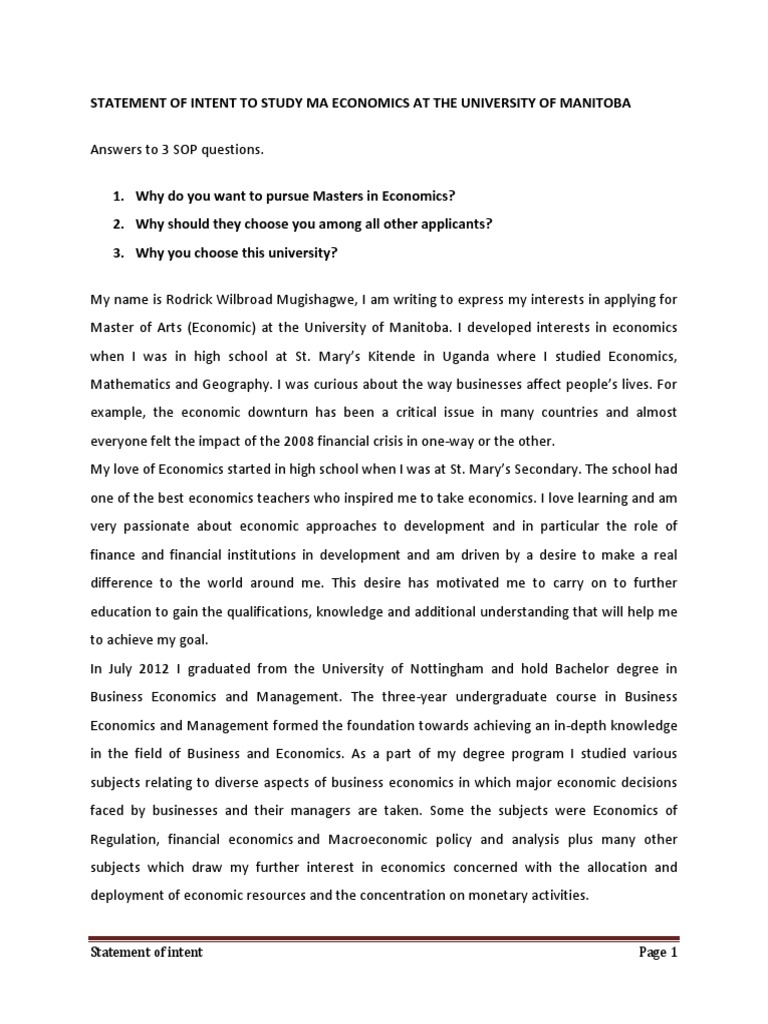 what to write in an economics personal statement