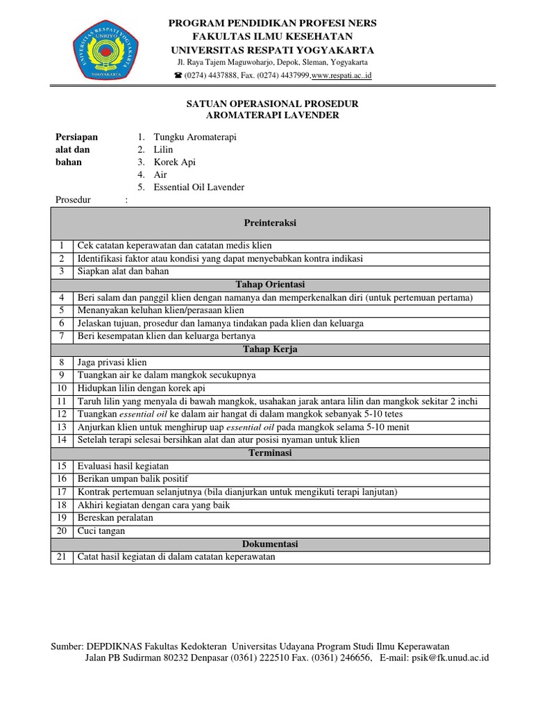 SOP Aromaterapi Lavender