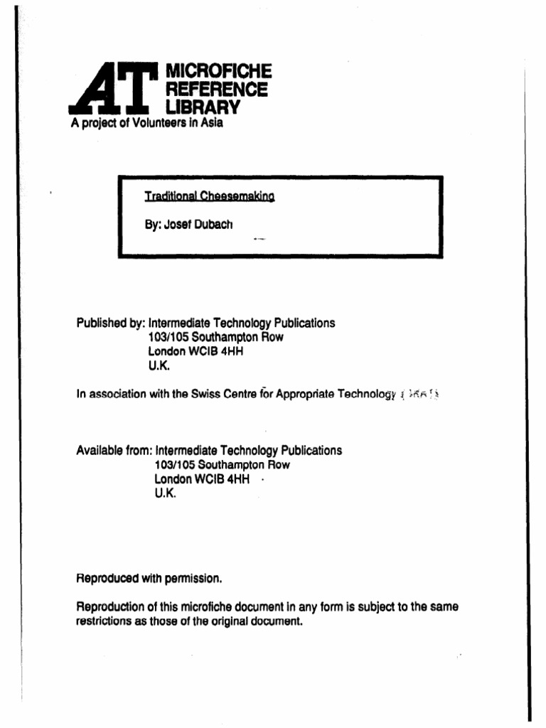 Traditional Cheese Making 1989 Pdf Pdf Cheese Cheesemaking