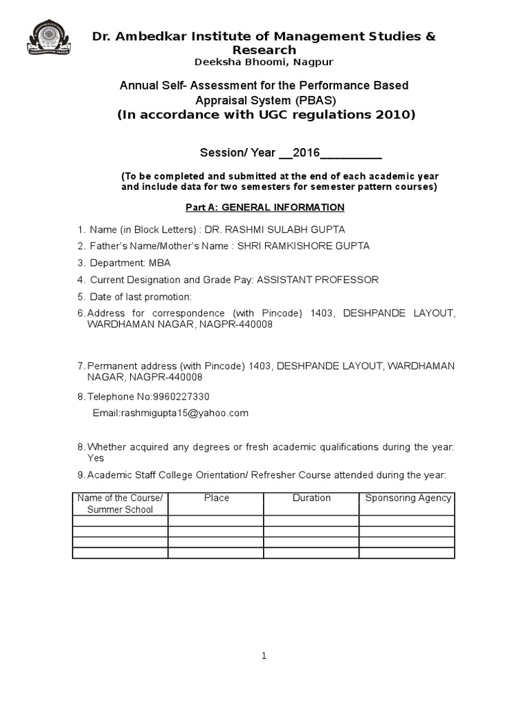 PBAS Annual Self-Assessment Form | PDF | Peer Review | Books