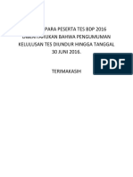 Pengumuman Tes BDP 2016 PDF