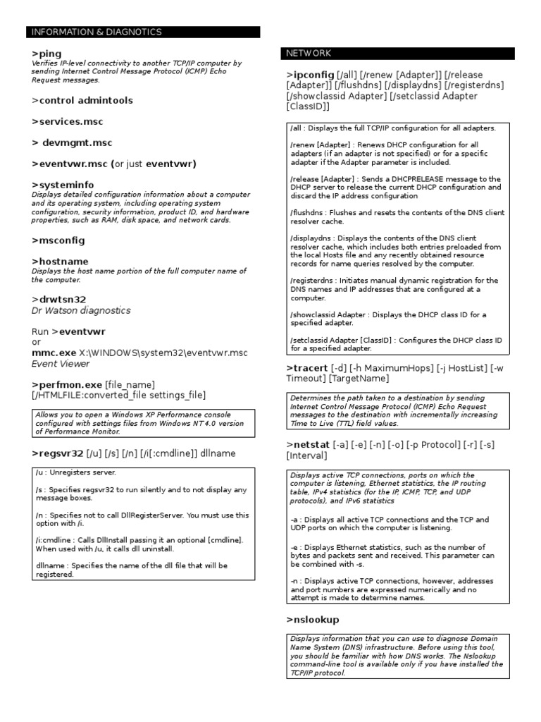 Windows 2000/XP Command Line Guide | PDF | Windows Xp | Windows 2000