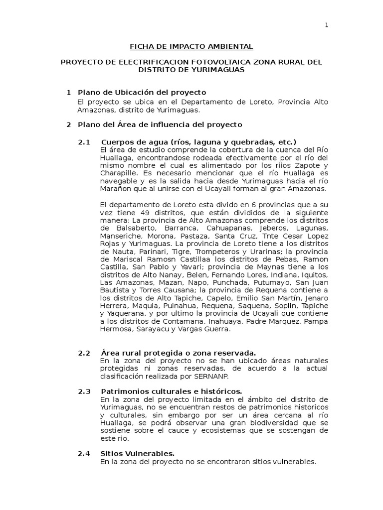 26 SERF YURIMAGUAS 1 - Ficha de Impacto Ambiental | PDF | Degradación ...