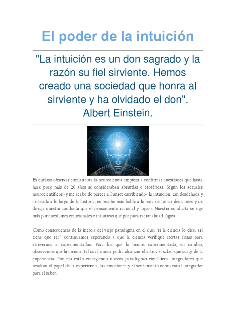 El Poder de La Intuición | Descargar gratis PDF | Intuición | Homo Sapiens