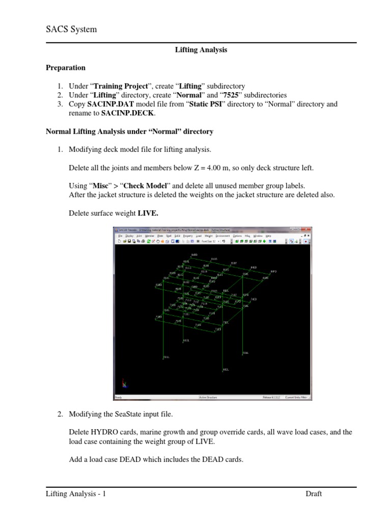 1 Lifting Analysis Sacs Pdf Directory Computing Mechanical