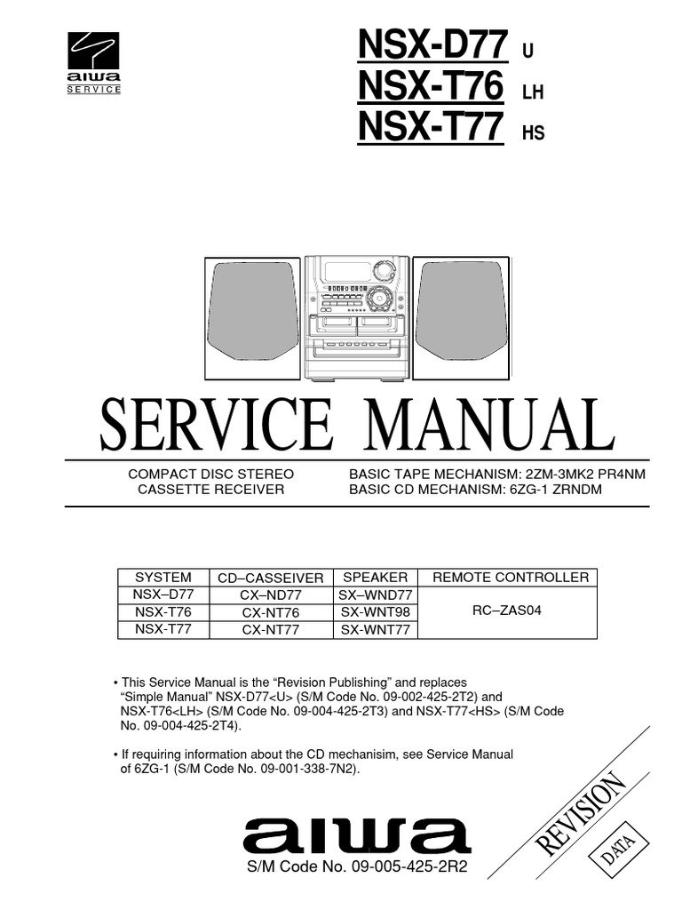 Aiwa Cx-Nd77, Cx-Nt76, Nsx-D77, Nsx-T76, Nsx-T77 Mini Combo | PDF.