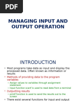 Managing Input and Output Operation