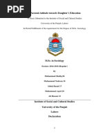 Parental Attitude Towards Daughter’s Education.