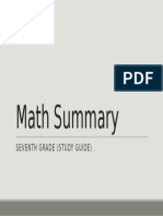 Math Summary: Seventh Grade (Study Guide)