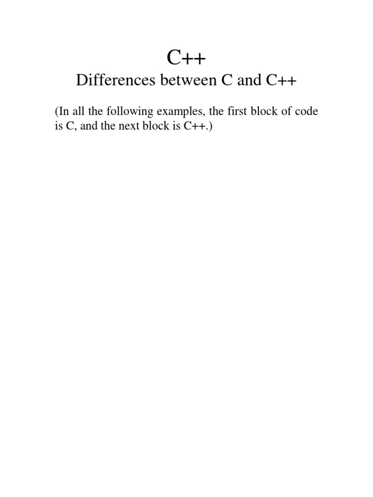 C++ vs C: Key Differences Explained | PDF | Boolean Data Type | C++