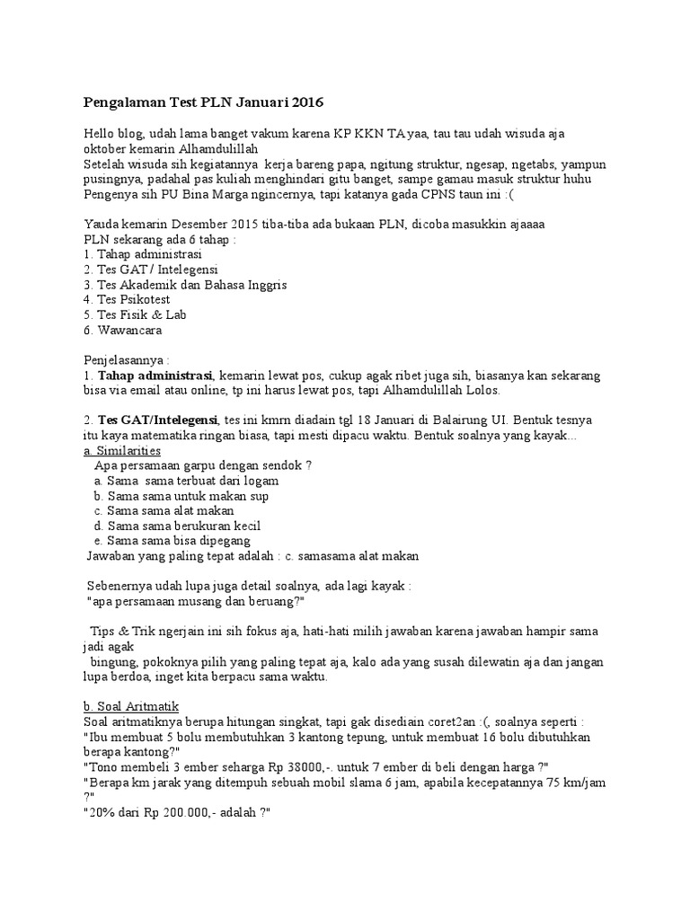 Contoh Tes Akademis Dan Bahasa Inggris Pln Ilmusosial Id