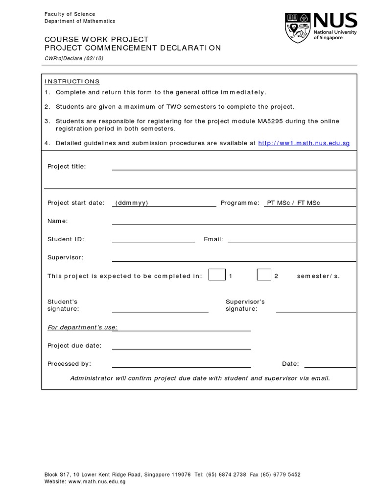 Course Work Project Project Commencement Declaration: Instructions ...
