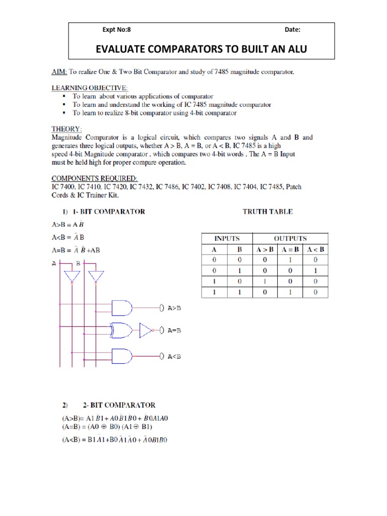 Evaluating Comparators for ALU Design | PDF