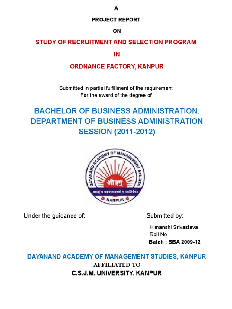 Recruitment & Selection Program in Ordinance Factory Kanpurtest | PDF ...