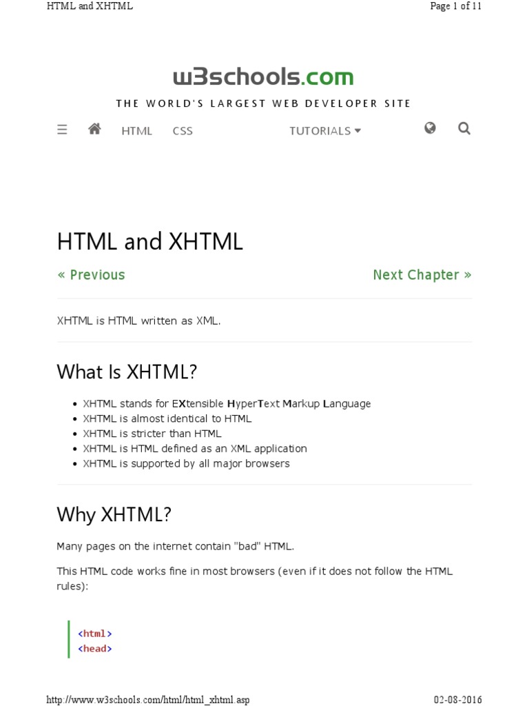 HTML and XHTML | PDF | Xhtml | Html