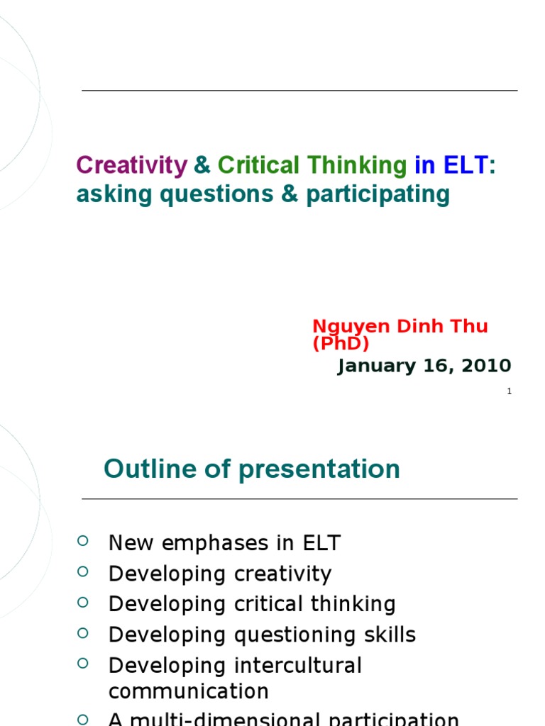 Creativity Critical Thinking In Elt Pdf Creativity Critical