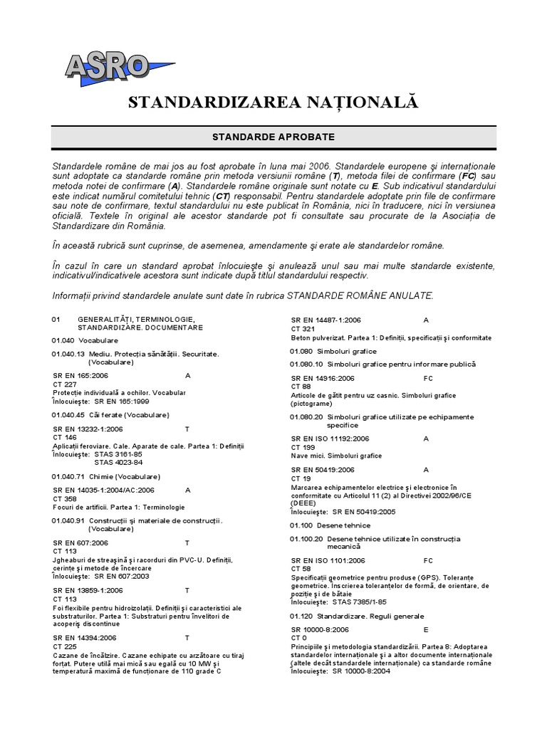 Asro 2006 - Standarde PDF | PDF