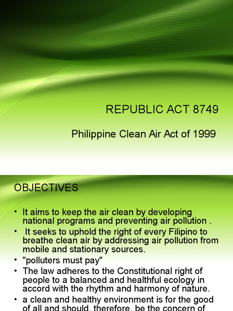 RA 8749 Phil. Clean Air Act PDF Clean Air Act (United States
