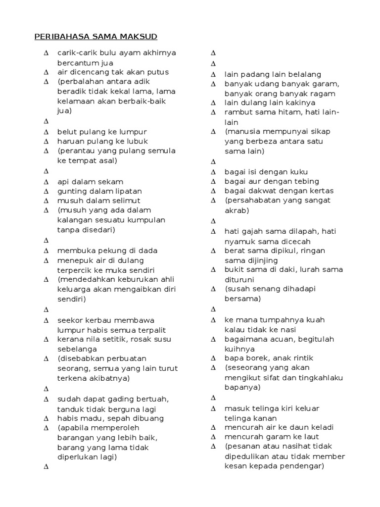 Peribahasa Malay Igcse 0546 Facebook