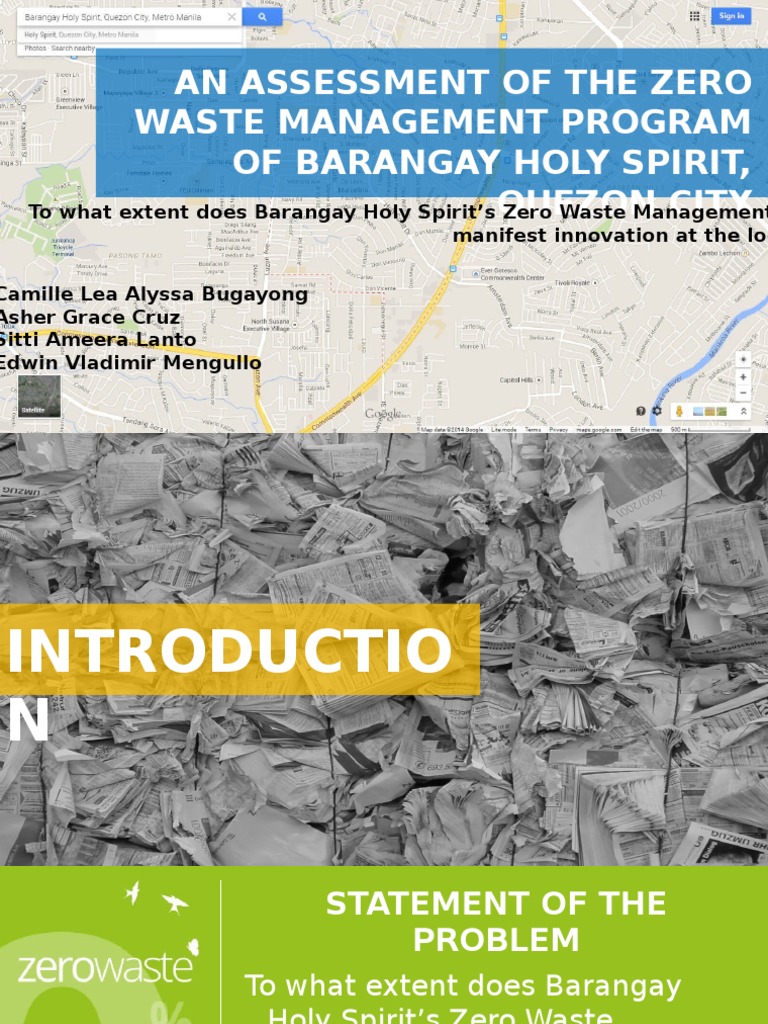 Zero Waste Management in Barangay Holy Spirit | PDF | Waste Management ...
