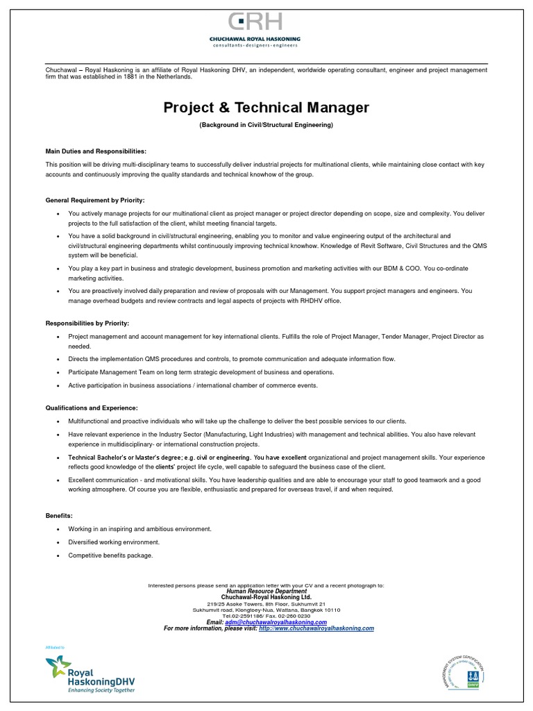 Project & Technical Manager Role | PDF | Project Manager | Project ...