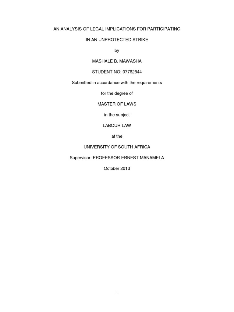Legal Implications of Unprotected Strikes | PDF | Strike Action | Trade ...