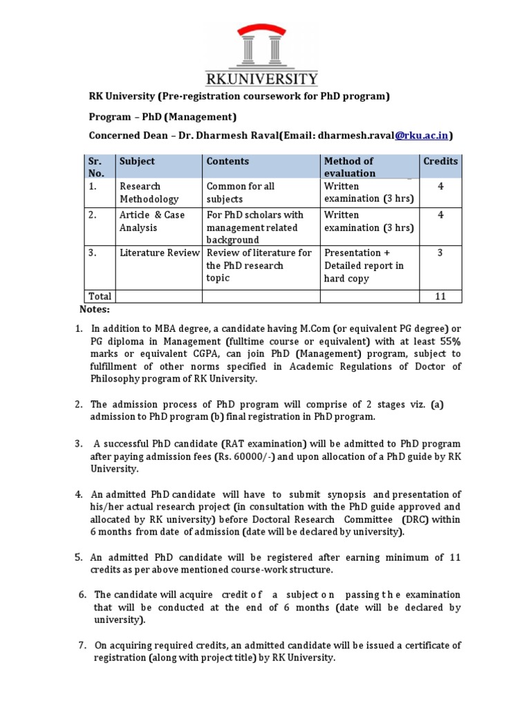 PHD Coursework Syllabus Management | PDF | Doctor Of Philosophy ...